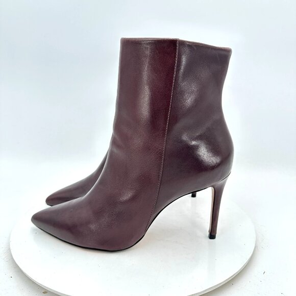 SCHUTZ Shoes - Schutz Women Size 9B Dark Brown Leather Side Zip Pointed Toe Ankle Heel Boot